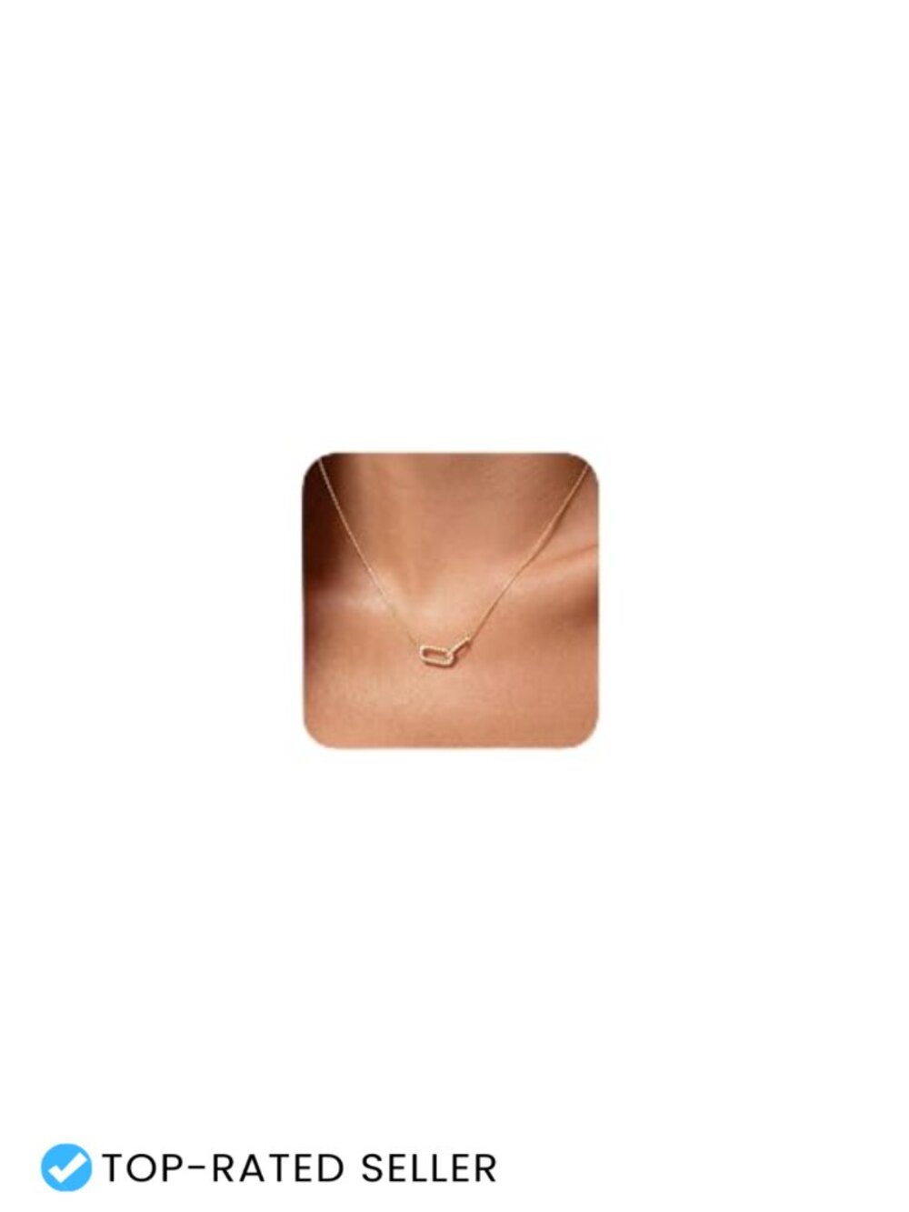 14K Gold Plated CZ Pendant Necklace Women Dainty Cable Chain Lobster Clasp